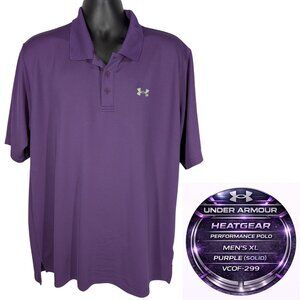 Under Armour HeatGear Polo Shirt Men's XL Purple Short Sleeve VCOF-299 26x30